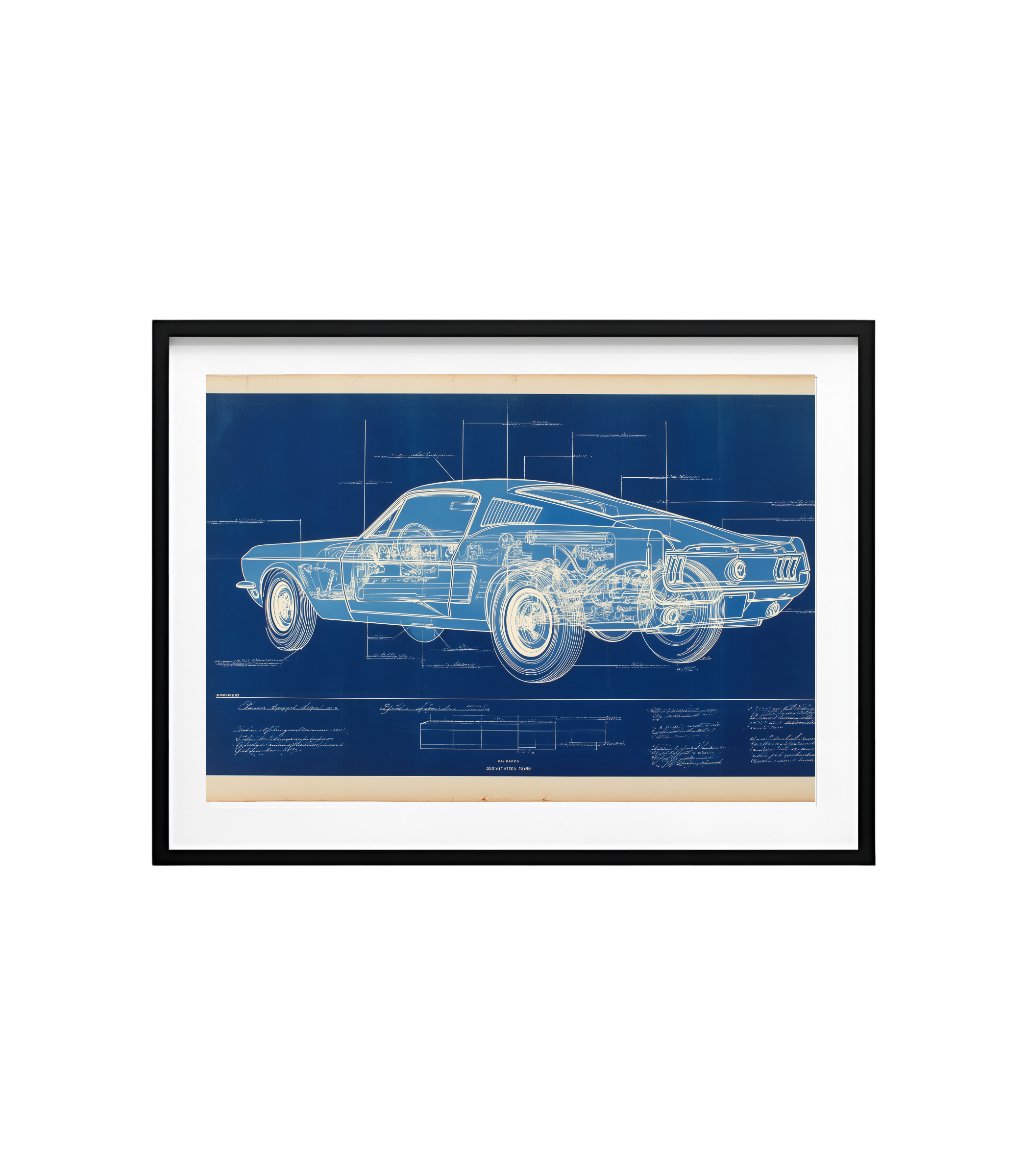 Fastback Pony-Car Blueprint – Side Cutaway (1960s)