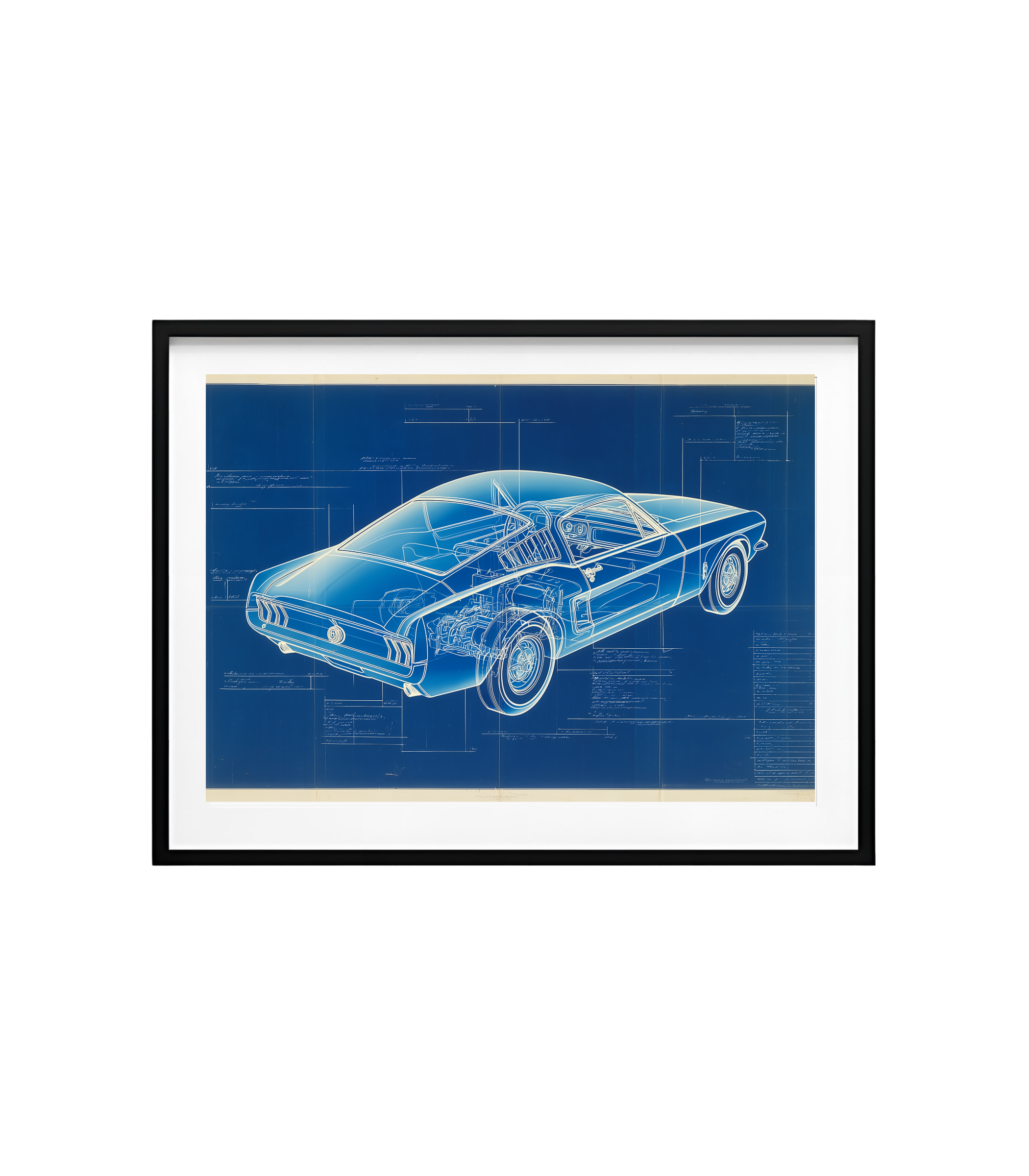 1960s Fastback Pony-Car Poster – Rear 3/4 Cutaway