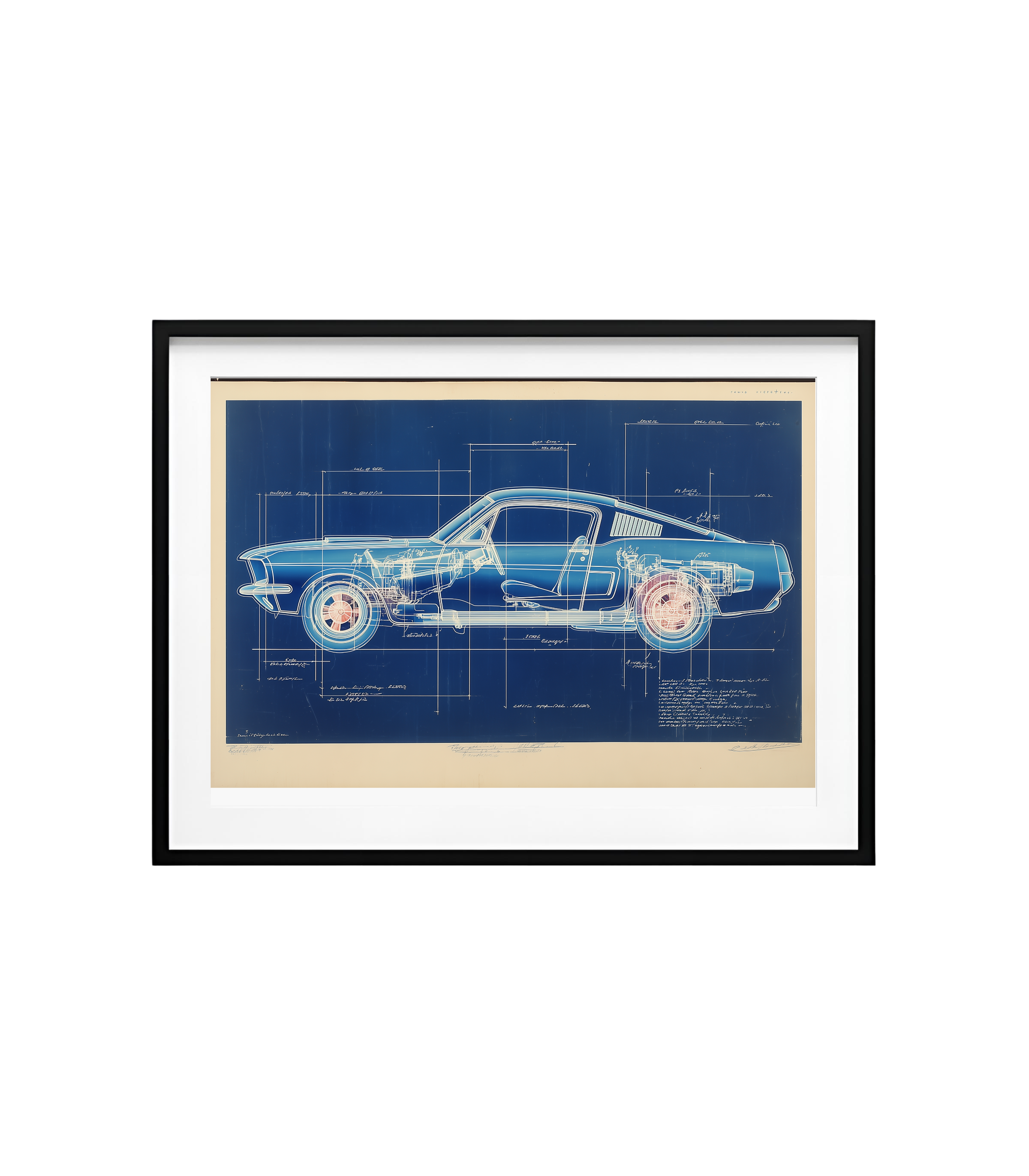 1960s Fastback Pony-Car Blueprint – Side Elevation