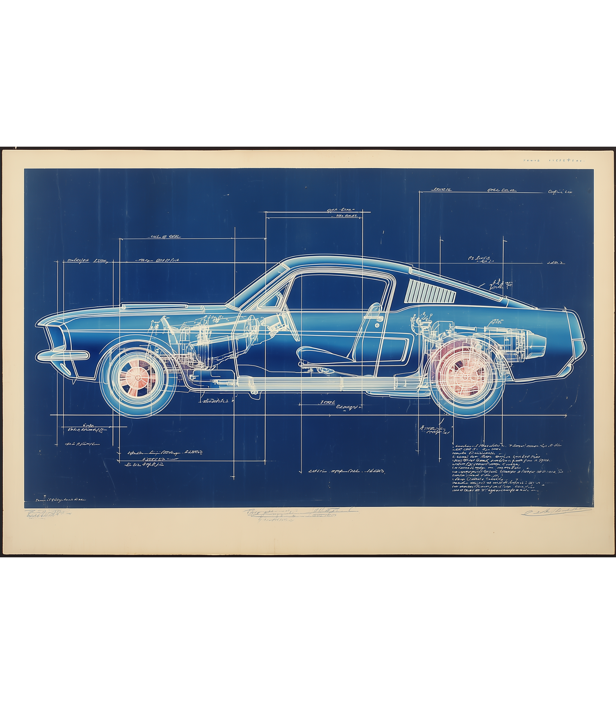 1960s Fastback Pony-Car Blueprint – Side Elevation