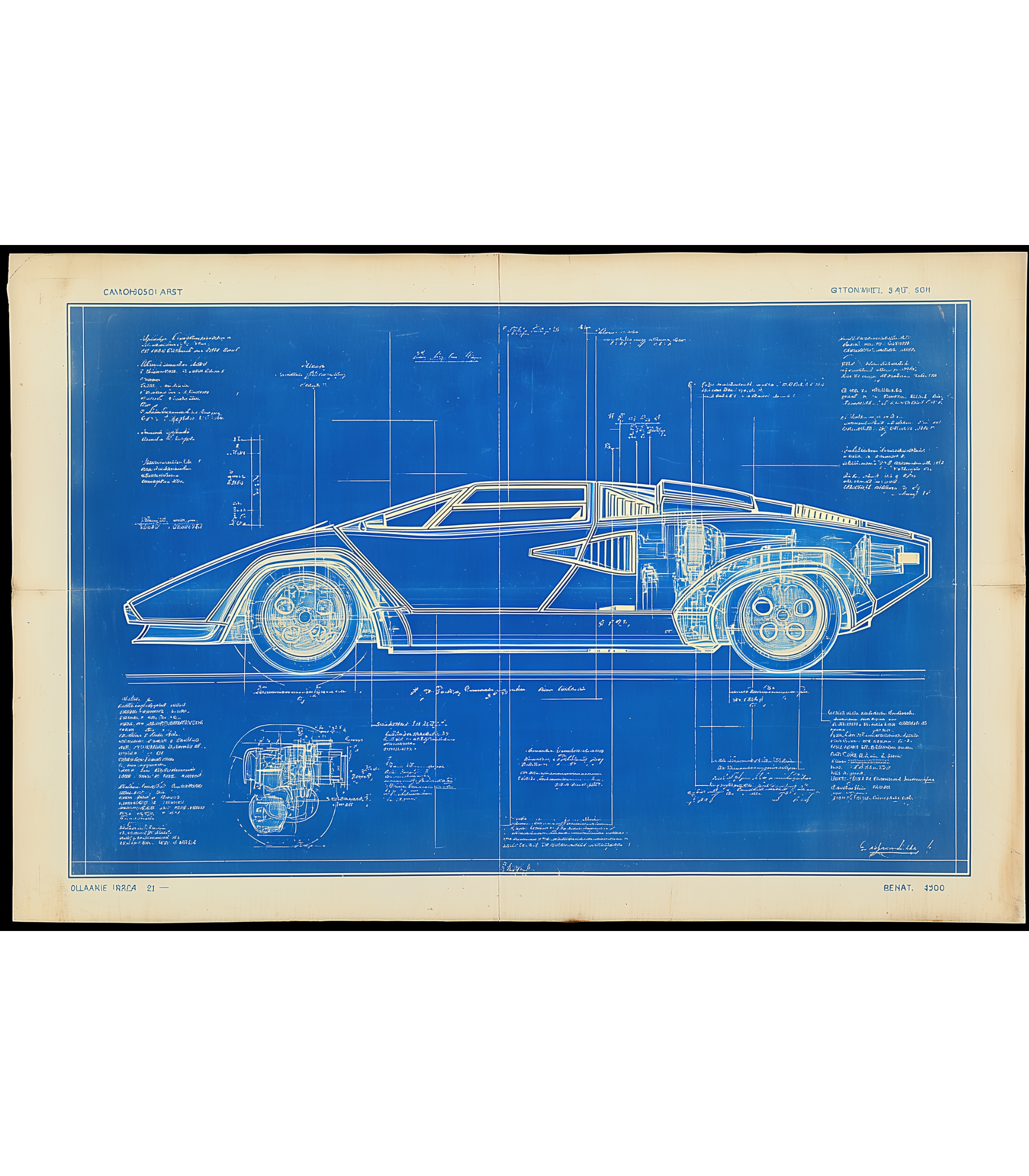 Lamborghini Countach Blueprint — Side Profile Master (1974–1990)
