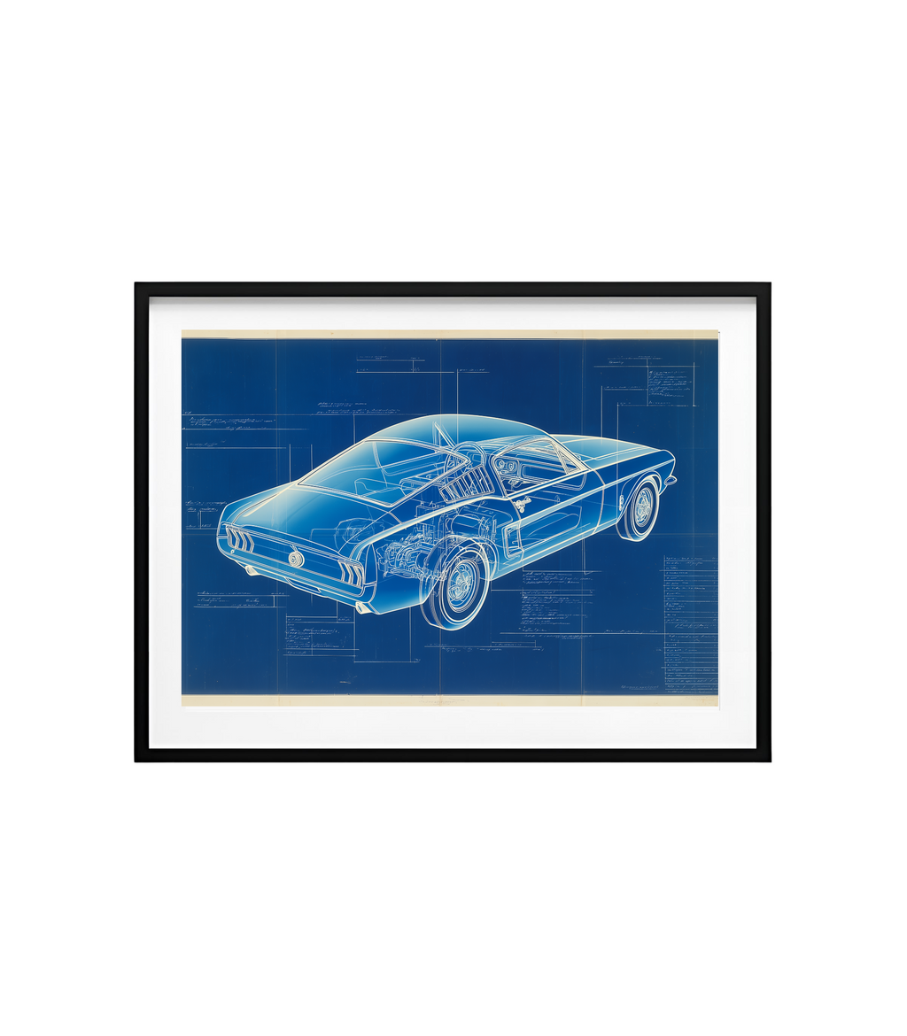 1960s Fastback Pony-Car Poster – Rear 3/4 Cutaway