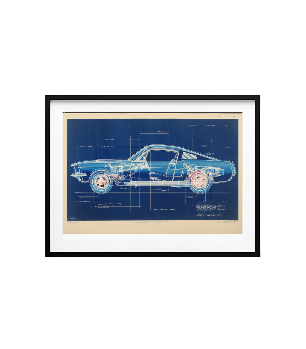 1960s Fastback Pony-Car Blueprint – Side Elevation