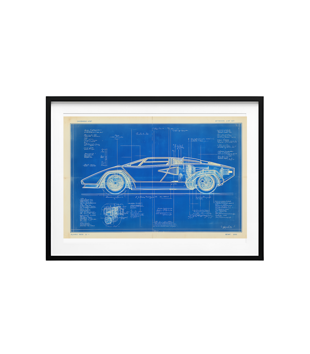 Lamborghini Countach Blueprint — Side Profile Master (1974–1990)